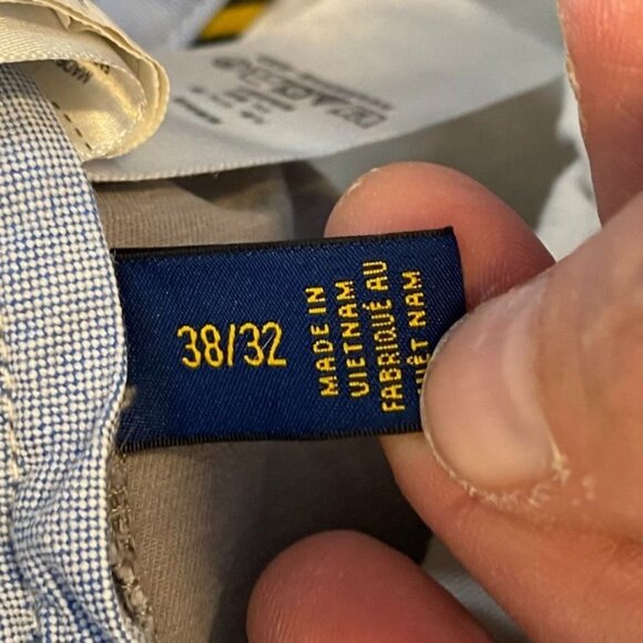 Polo Ralph Lauren Mens Chino Pants 38x32 Stretch Straight Fit Beige Cotton Blend - Picture 7 of 16